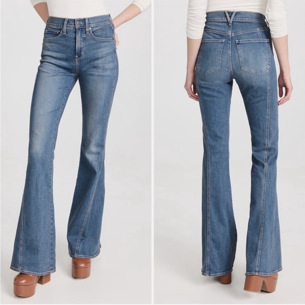 Veronica Beard Mid Blue High-Rise Flare Jeans